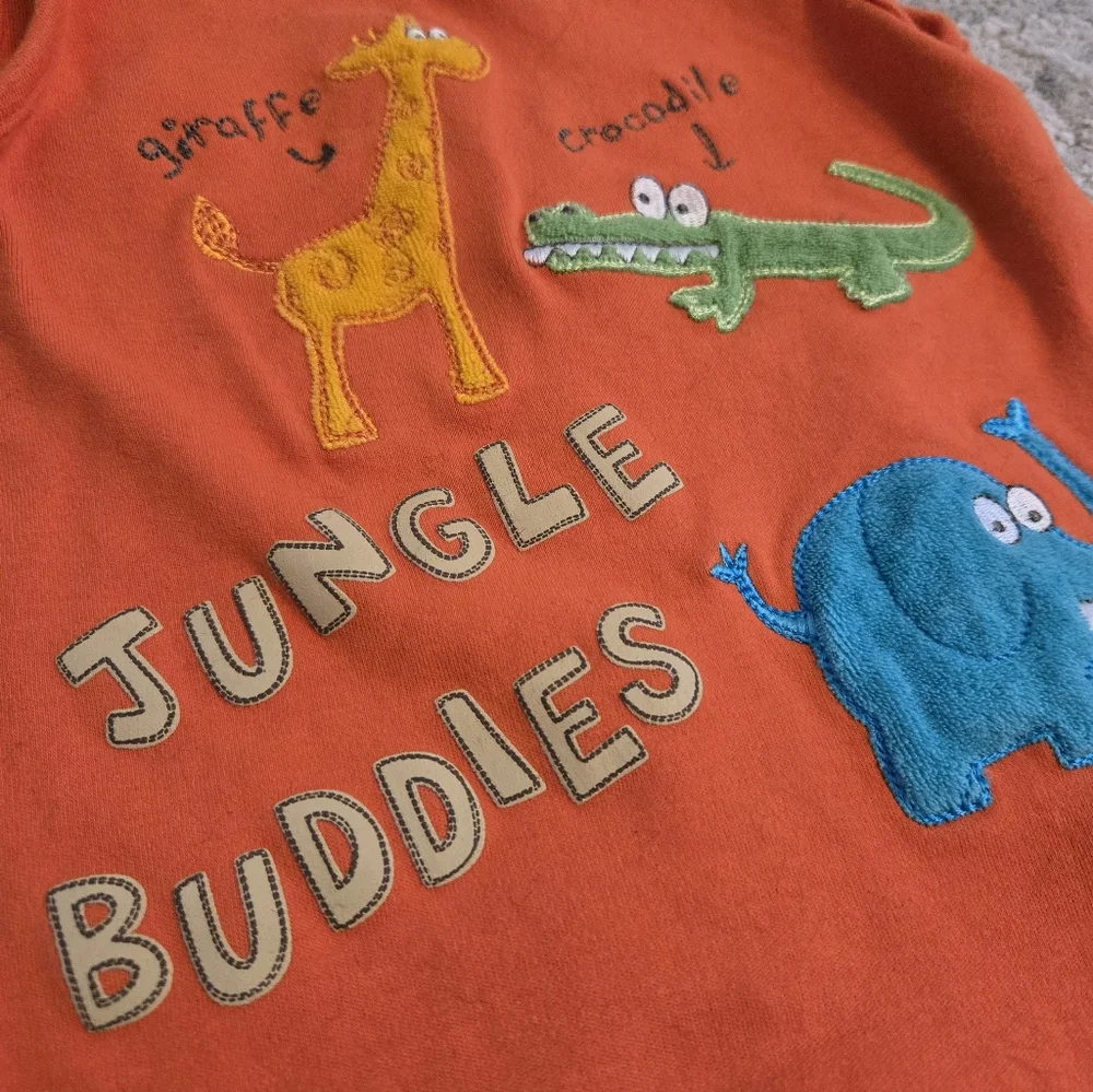 Vintage Y2k Miniwear Orange Jungle Buddies Animals Romper